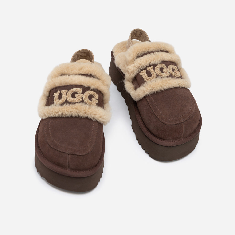 Ugg Violet Shearling Platform Slipper (Elastic Logo) (Detachable Feature)