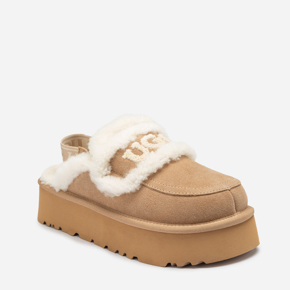 Ugg Violet Shearling Platform Slipper (Elastic Logo) (Detachable Feature)