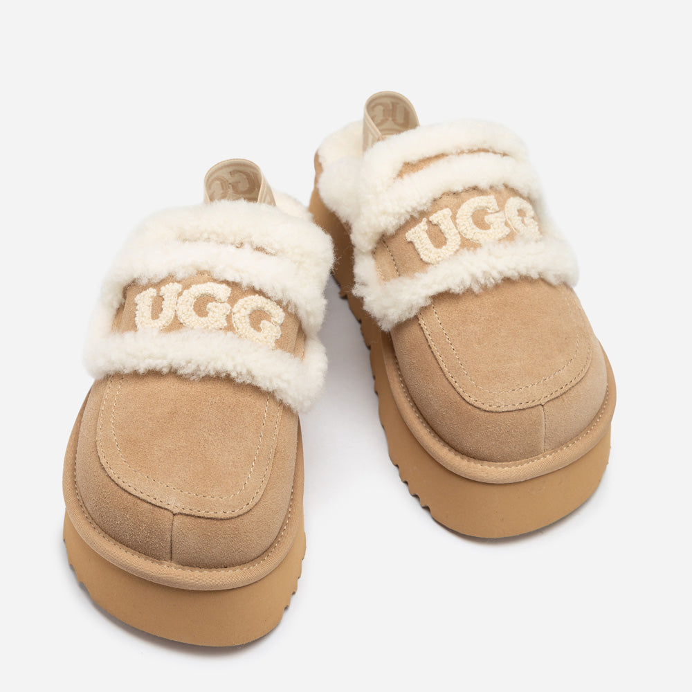 Ugg Violet Shearling Platform Slipper (Elastic Logo) (Detachable Feature)