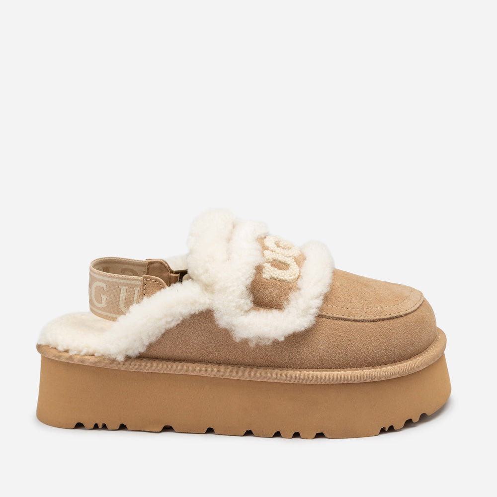 Ugg Violet Shearling Platform Slipper (Elastic Logo) (Detachable Feature)