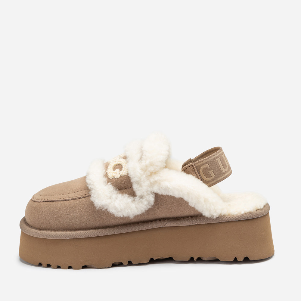 Ugg Violet Shearling Platform Slipper (Elastic Logo) (Detachable Feature)