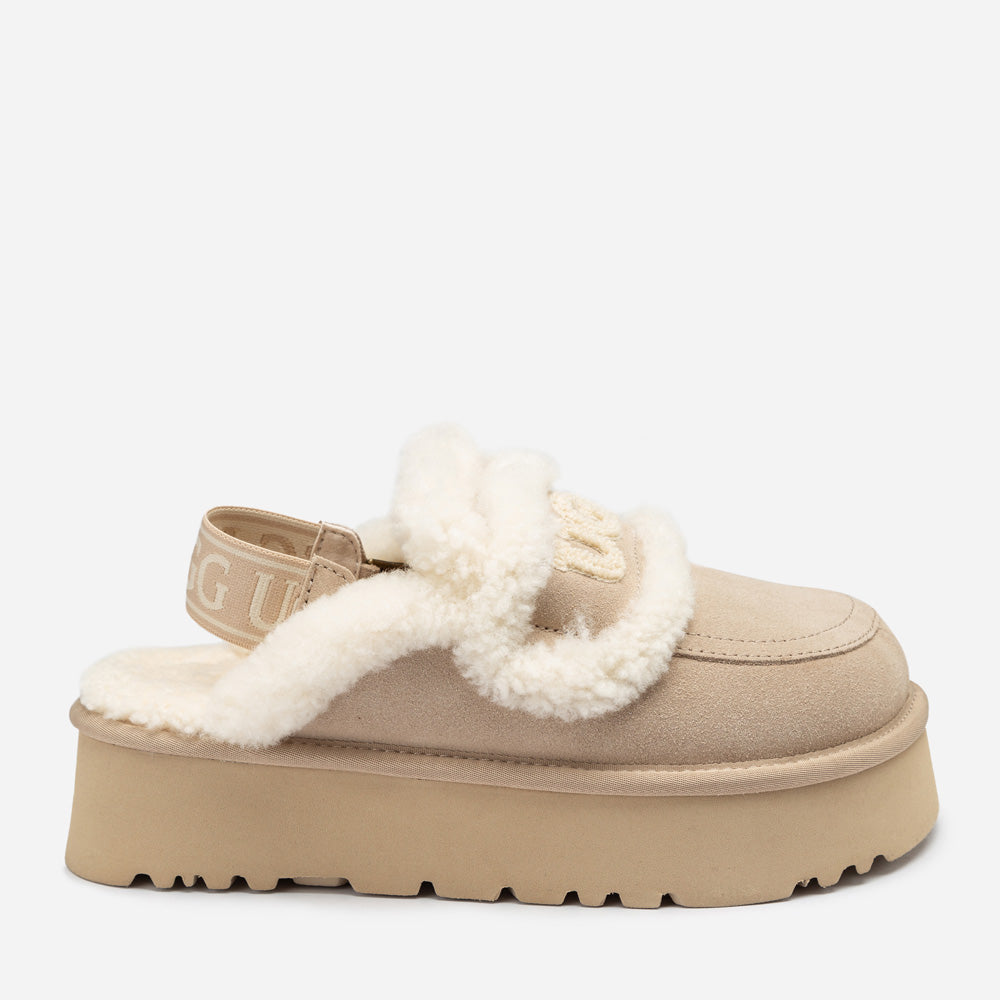 Ugg Violet Shearling Platform Slipper (Elastic Logo) (Detachable Feature)