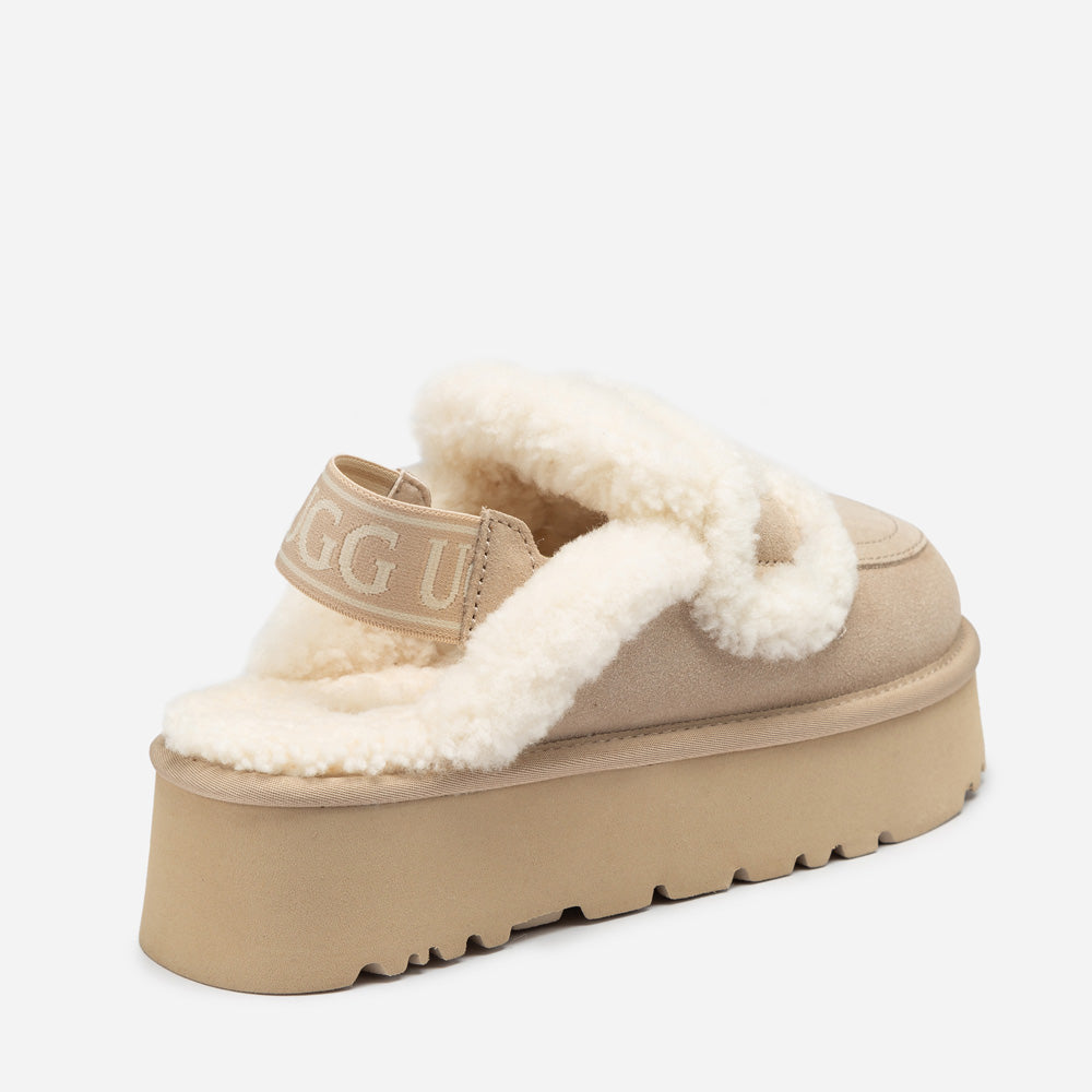 Ugg Violet Shearling Platform Slipper (Elastic Logo) (Detachable Feature)