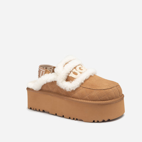 Ugg Violet Matelassé Shearling Super Platform (6cm) Slipper (Elastic Logo) (Detachable Feature)