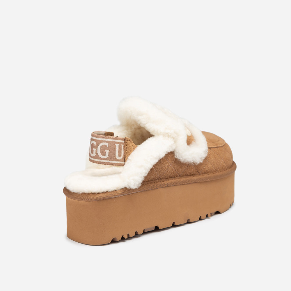Ugg Violet Matelassé Shearling Super Platform (6cm) Slipper (Elastic Logo) (Detachable Feature)