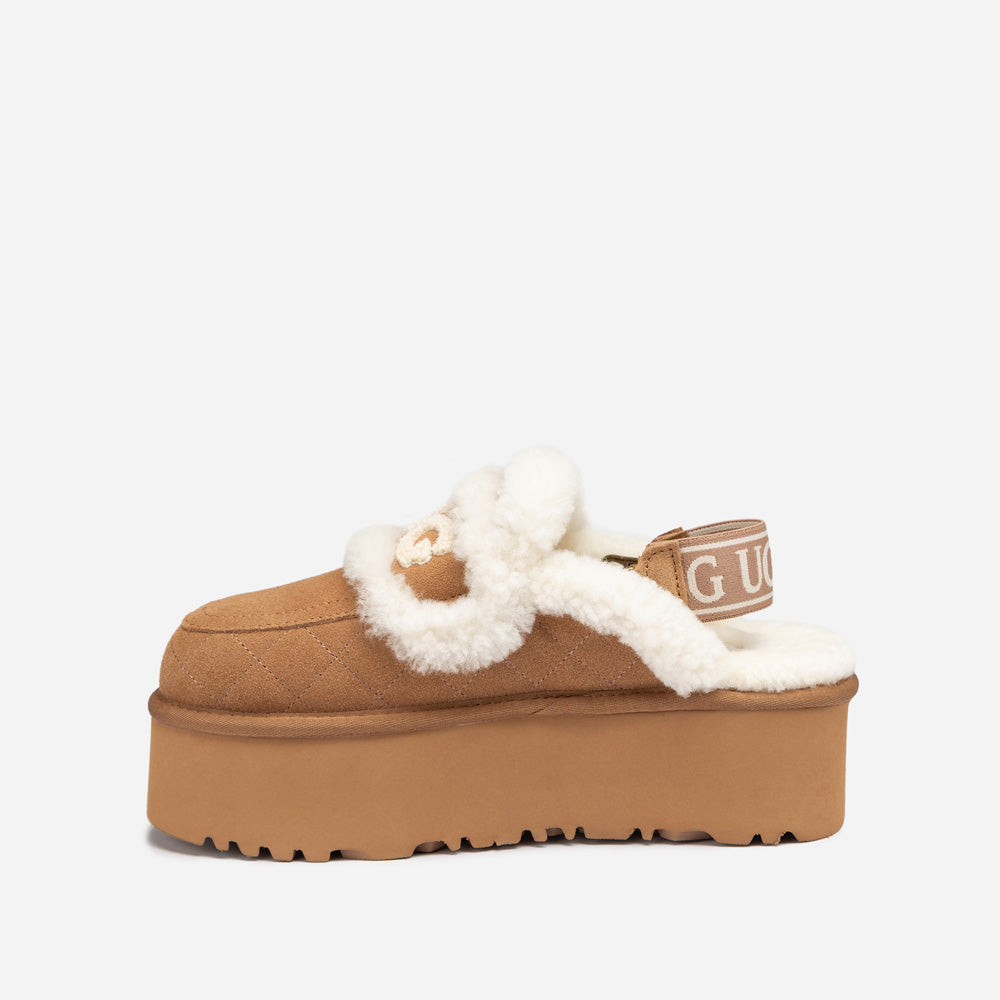 Ugg Violet Matelassé Shearling Super Platform (6cm) Slipper (Elastic Logo) (Detachable Feature)