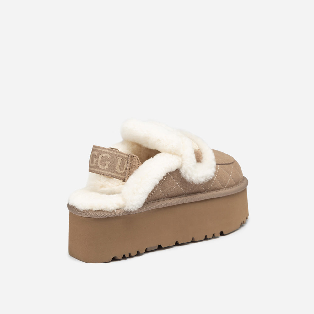 Ugg Violet Matelassé Shearling Super Platform (6cm) Slipper (Elastic Logo) (Detachable Feature)