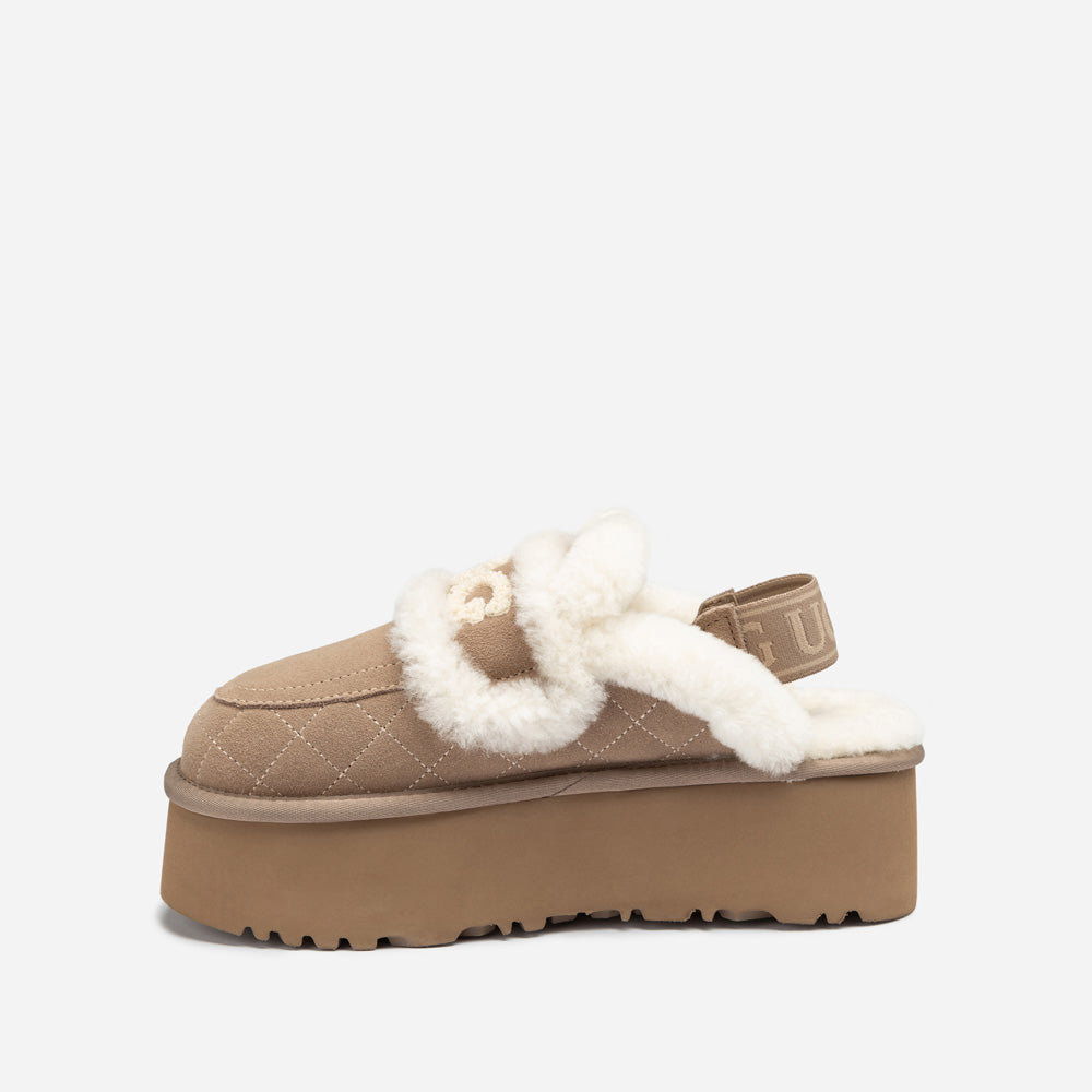 Ugg Violet Matelassé Shearling Super Platform (6cm) Slipper (Elastic Logo) (Detachable Feature)