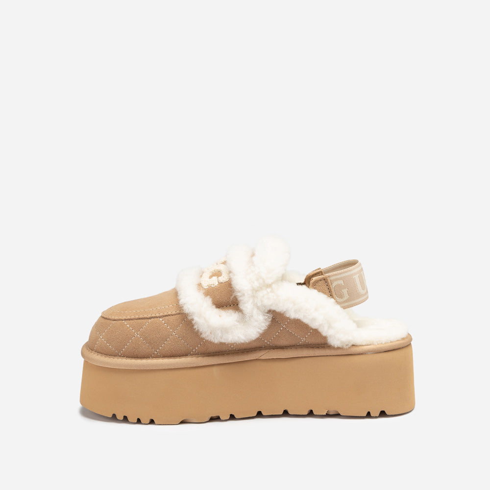 Ugg Violet Matelassé Shearling Super Platform (6cm) Slipper (Elastic Logo) (Detachable Feature)