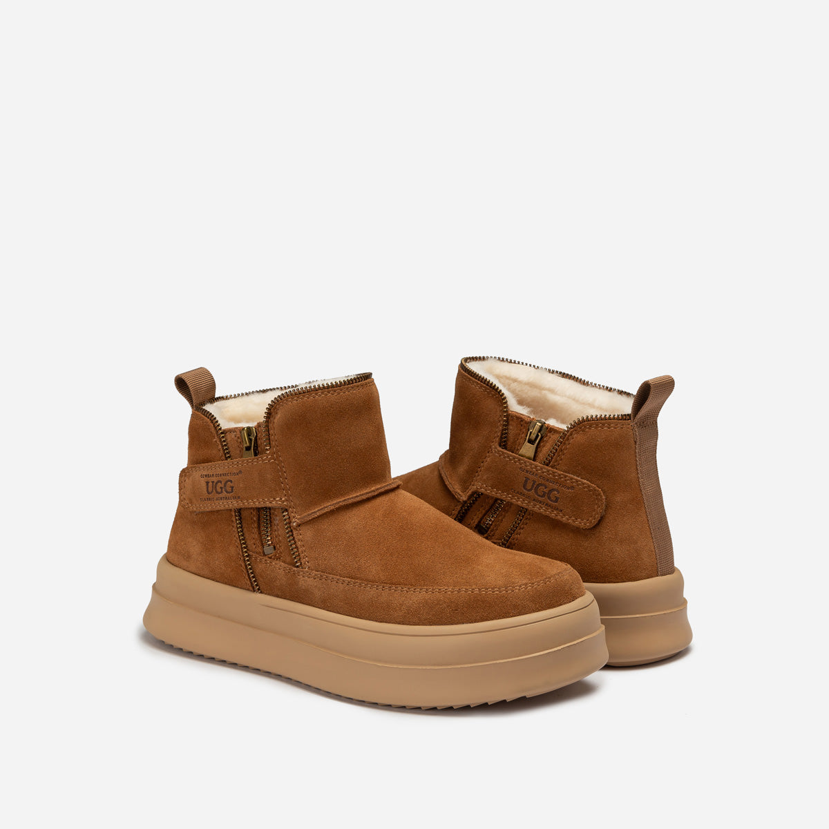 Ugg Tag Zipper Ankle Boots