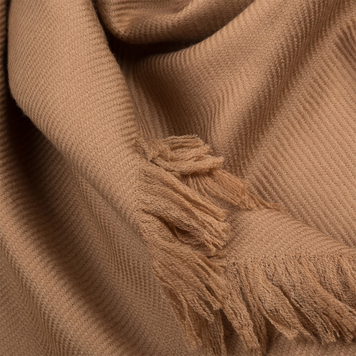 fringed check wool scarf