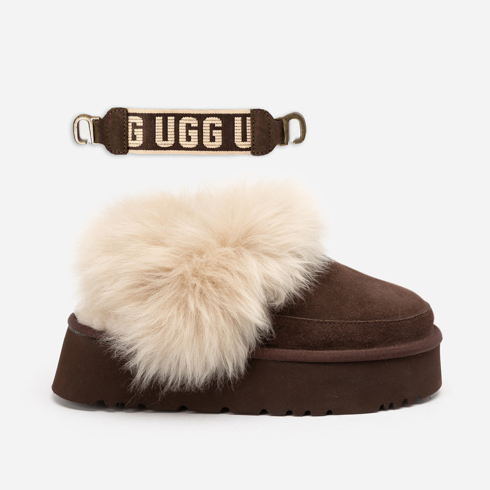 UGG Daniela Premium Platform Slipper (Elastic Logo & Wool Strap – Detachable)