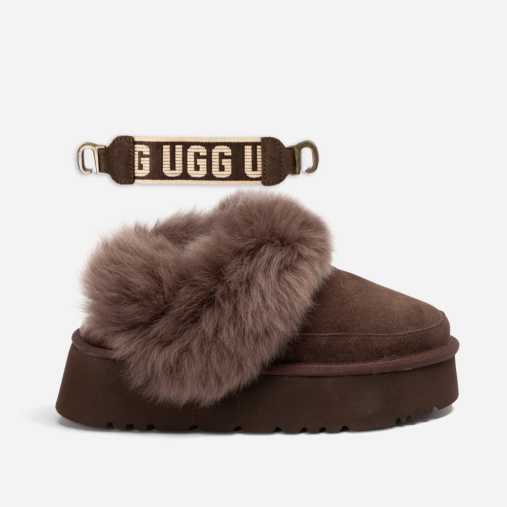 UGG Daniela Premium Platform Slipper (Elastic Logo & Wool Strap – Detachable)