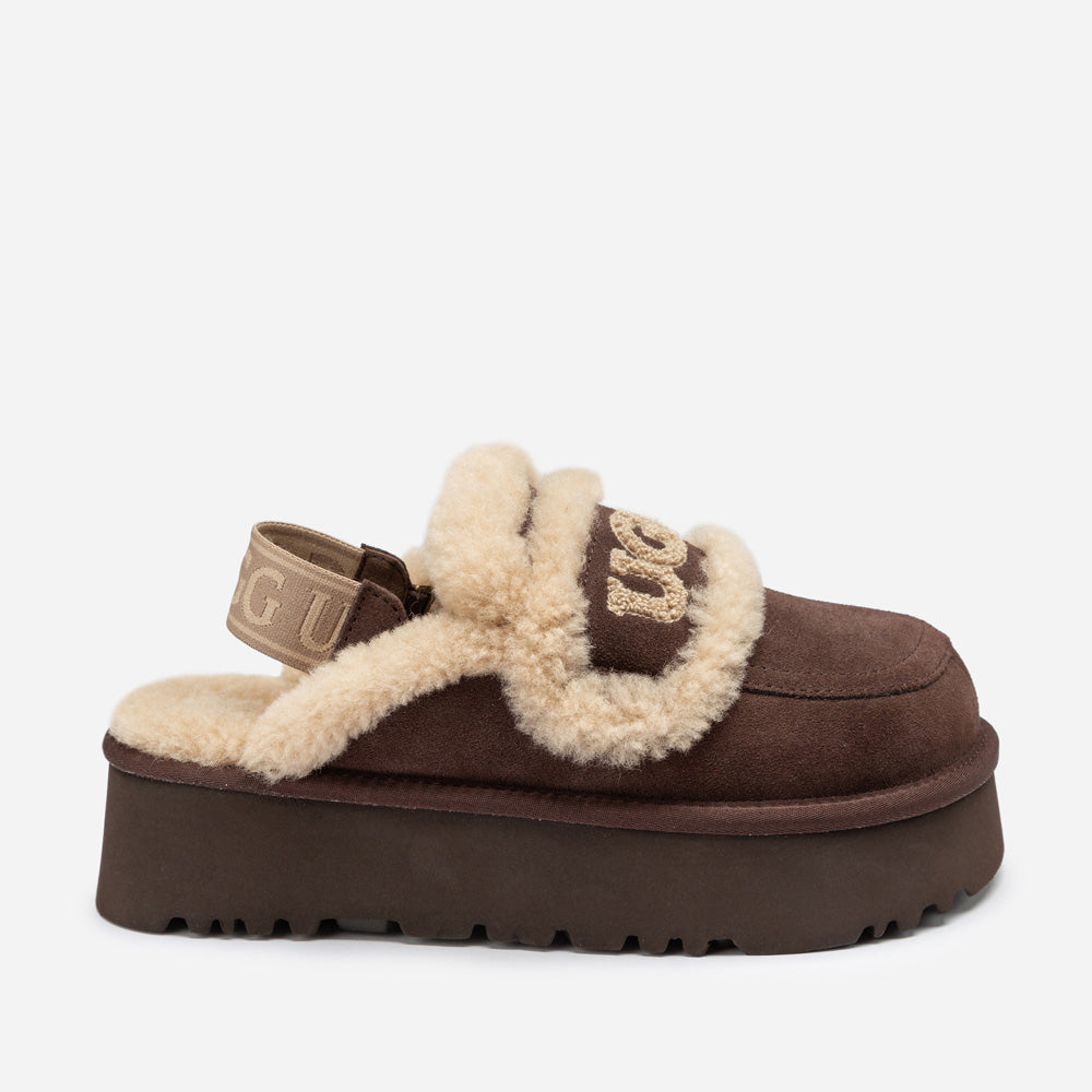 Ugg Violet Shearling Platform Slipper (Elastic Logo) (Detachable Feature)