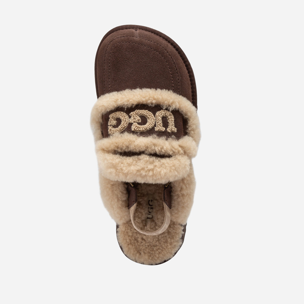 Ugg Violet Shearling Platform Slipper (Elastic Logo) (Detachable Feature)