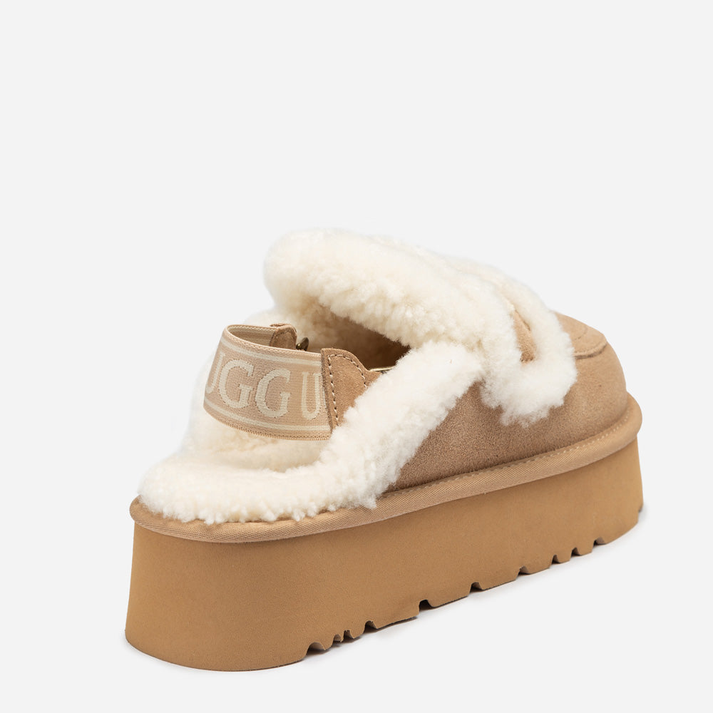 Ugg Violet Shearling Platform Slipper (Elastic Logo) (Detachable Feature)