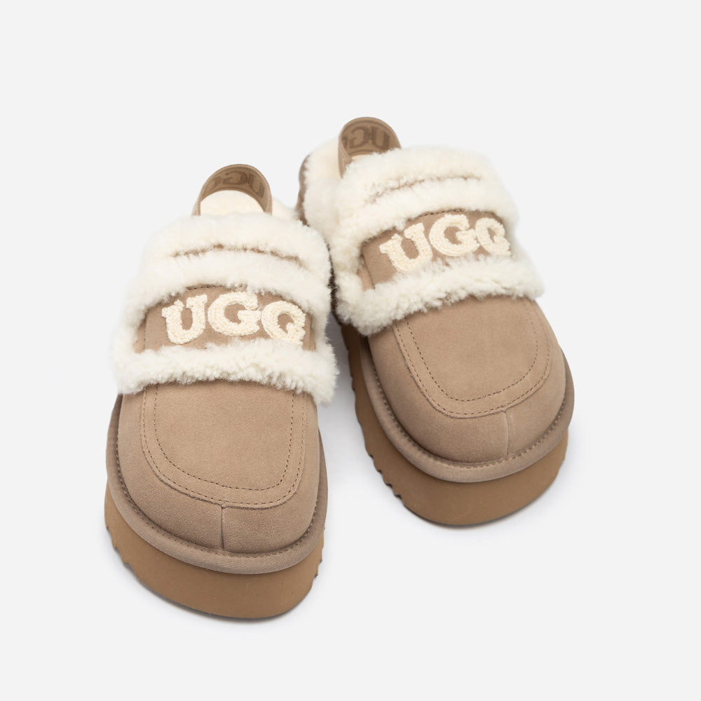 Ugg Violet Shearling Platform Slipper (Elastic Logo) (Detachable Feature)