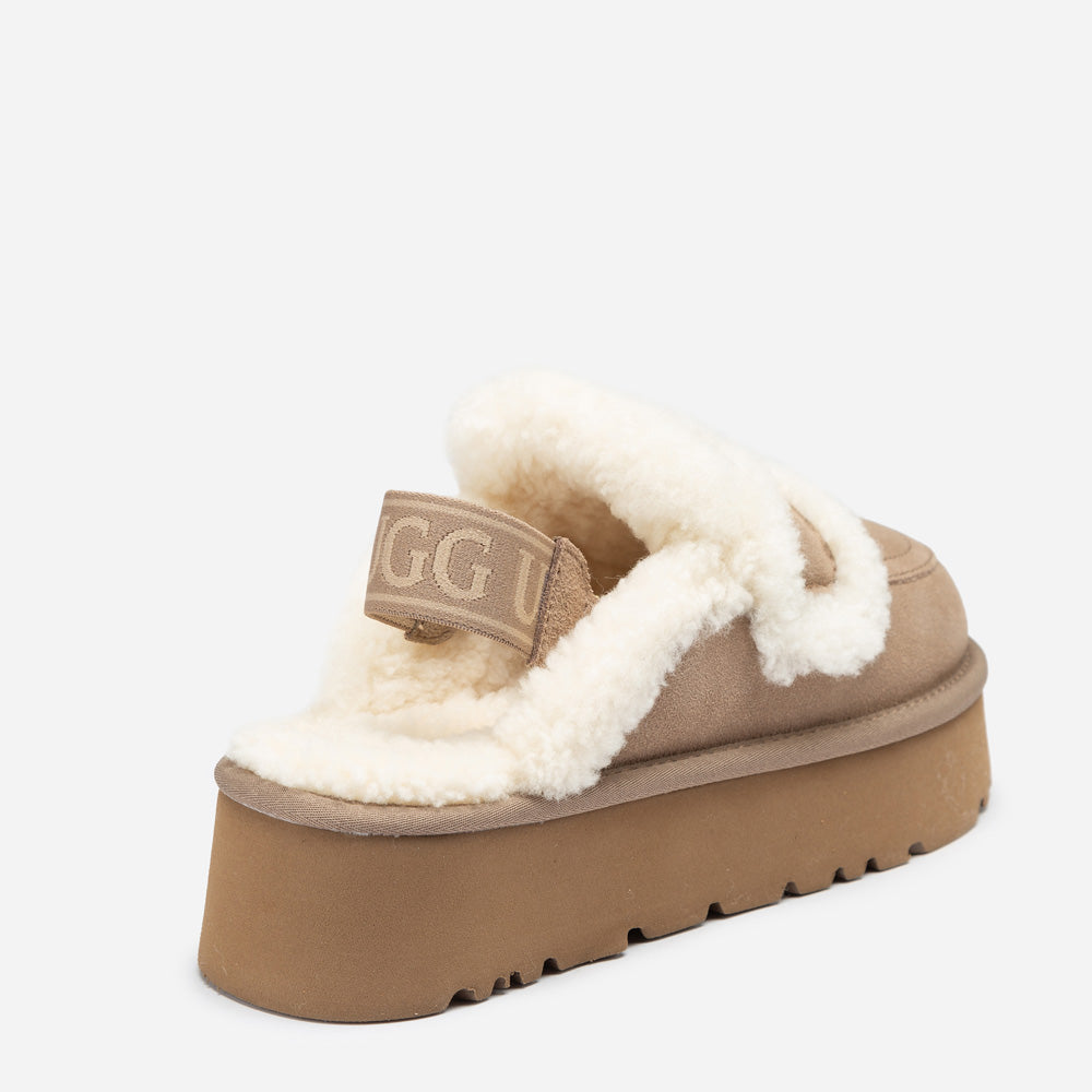 Ugg Violet Shearling Platform Slipper (Elastic Logo) (Detachable Feature)