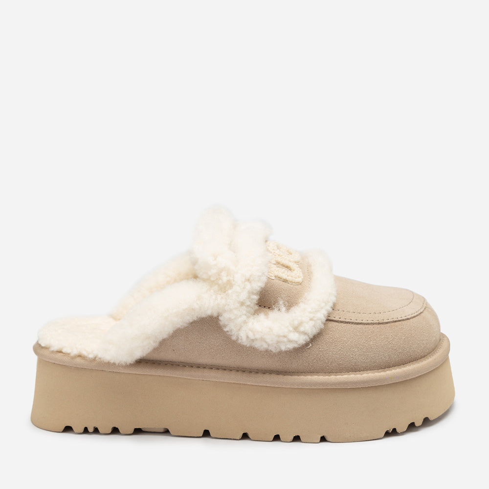 Ugg Violet Shearling Platform Slipper (Elastic Logo) (Detachable Feature)