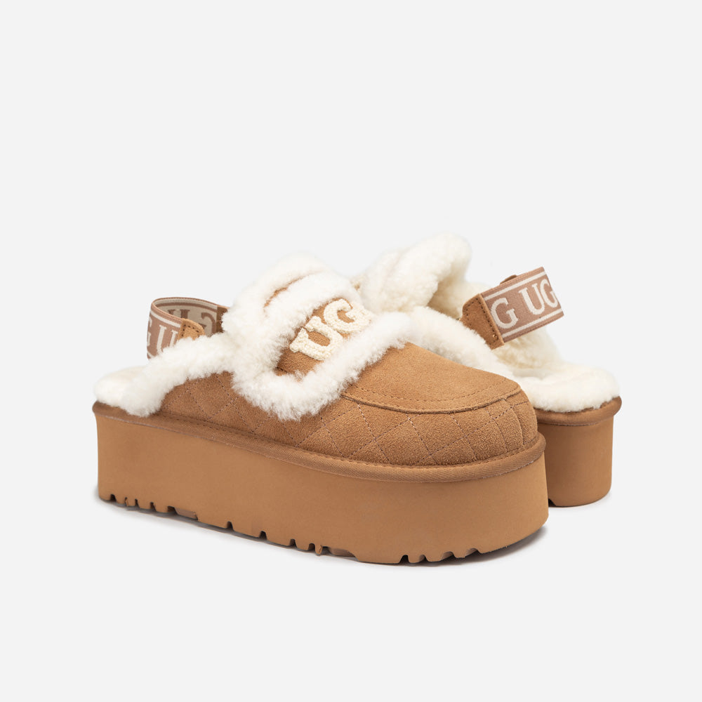 Ugg Violet Matelassé Shearling Super Platform (6cm) Slipper (Elastic Logo) (Detachable Feature)
