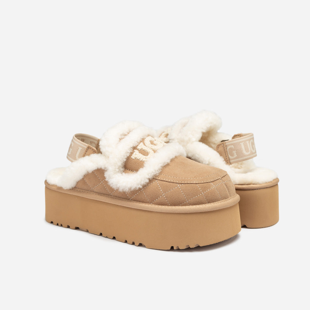 Ugg Violet Matelassé Shearling Super Platform (6cm) Slipper (Elastic Logo) (Detachable Feature)