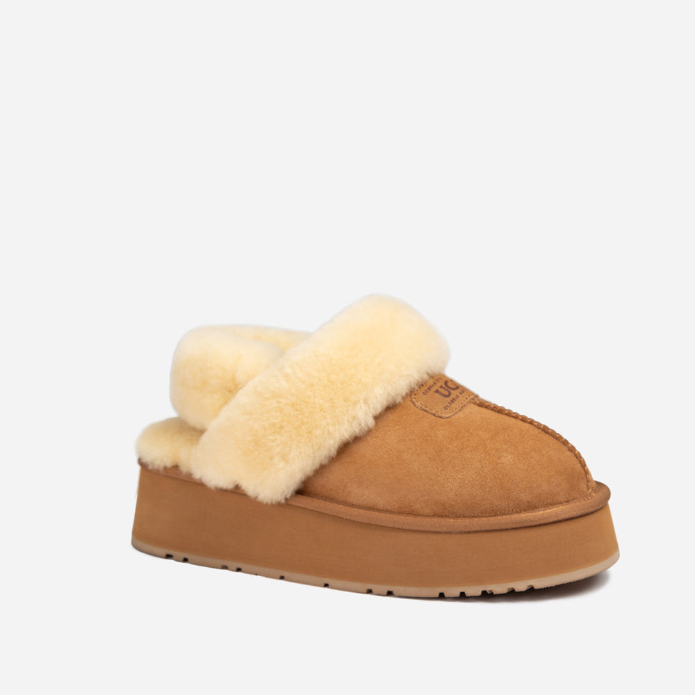Ugg Coquette Platform Slipper (Elastic Logo & Wool Strap) (Detachable