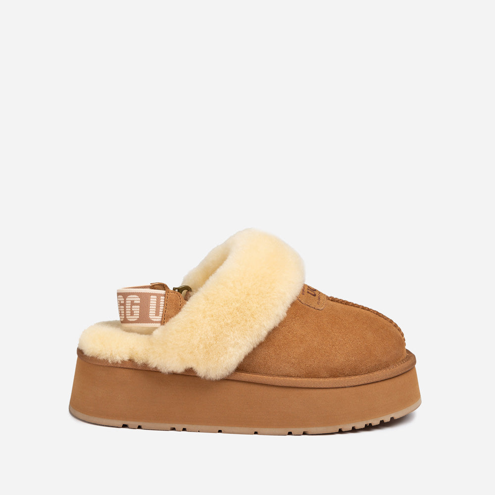 Ugg Coquette Platform Slipper (Elastic Logo Wool Strap) (Detachable Feature)