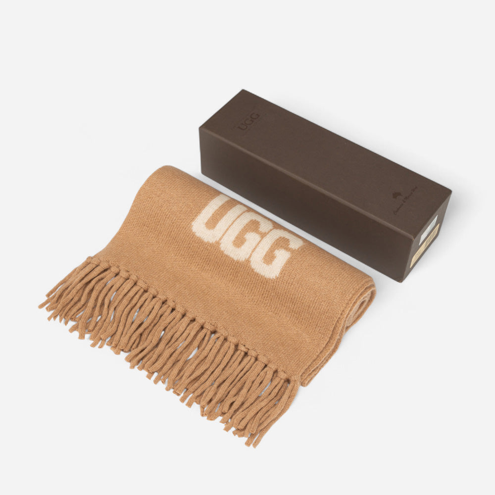 Ugg Logo Cashmere Aus Wool Woven Scarf