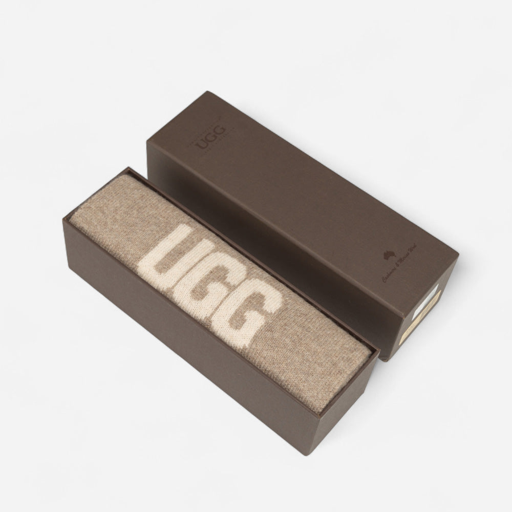 Ugg Logo Cashmere Aus Wool Woven Scarf