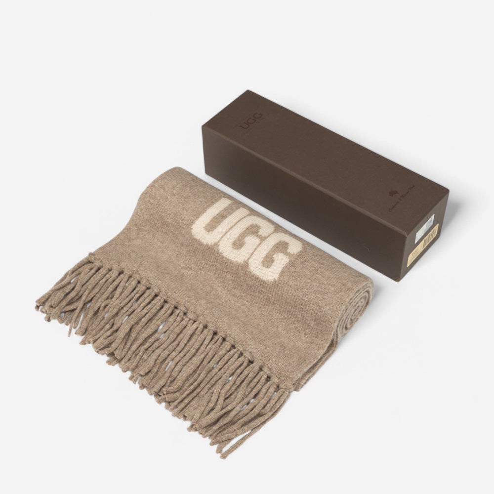 Ugg Logo Cashmere Aus Wool Woven Scarf