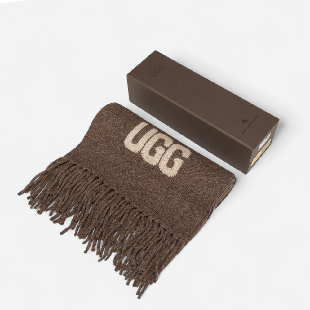 Ugg Logo Cashmere Aus Wool Woven Scarf
