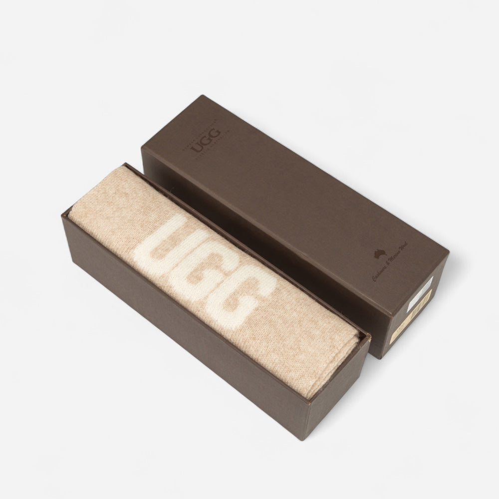 Ugg Logo Cashmere Aus Wool Woven Scarf
