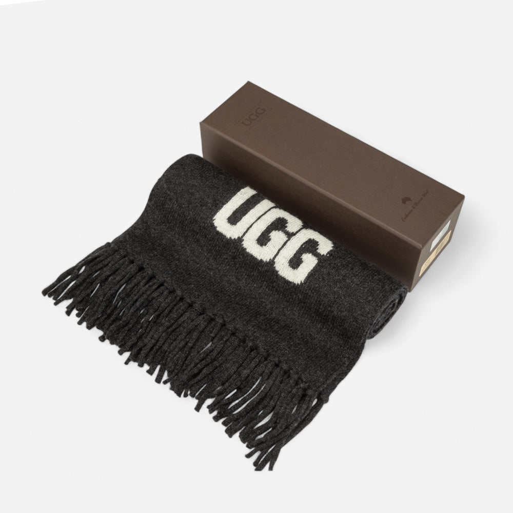 Ugg Logo Cashmere Aus Wool Woven Scarf