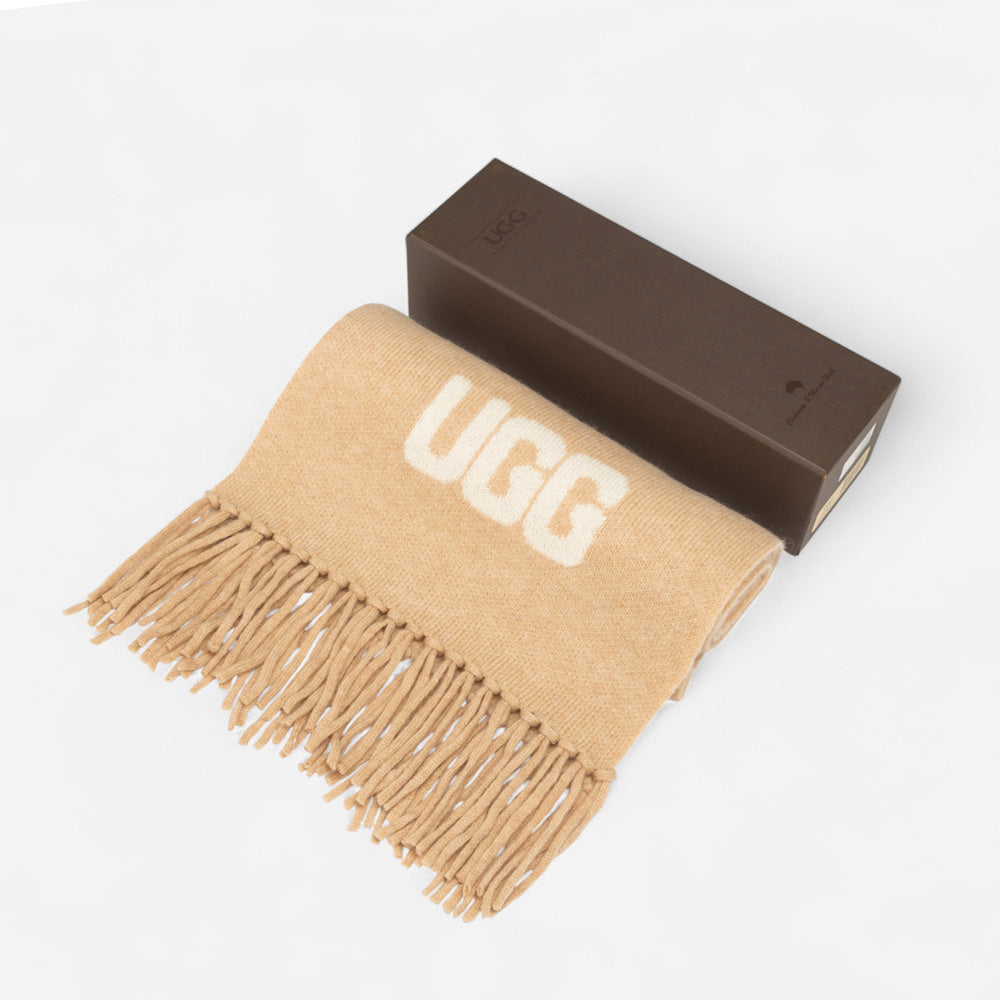 Ugg Logo Cashmere Aus Wool Woven Scarf