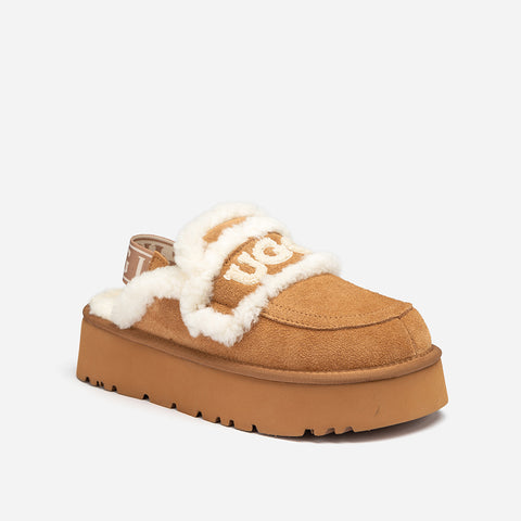 Ugg Violet Shearling Platform Slipper (Elastic Logo) (Detachable Feature)