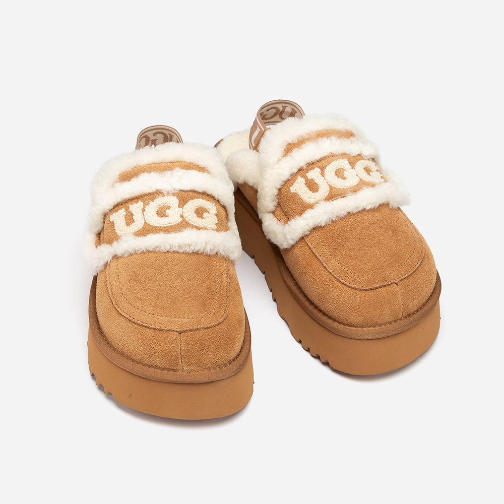 Ugg Violet Shearling Platform Slipper (Elastic Logo) (Detachable Feature)