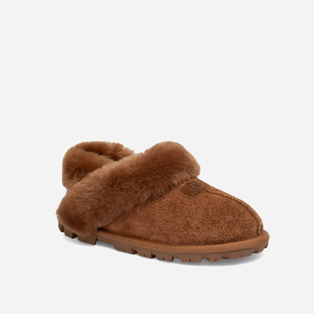 Ugg Coquette Heritage Shearling Slipper Elastic Logo Wool Strap (Detachable)