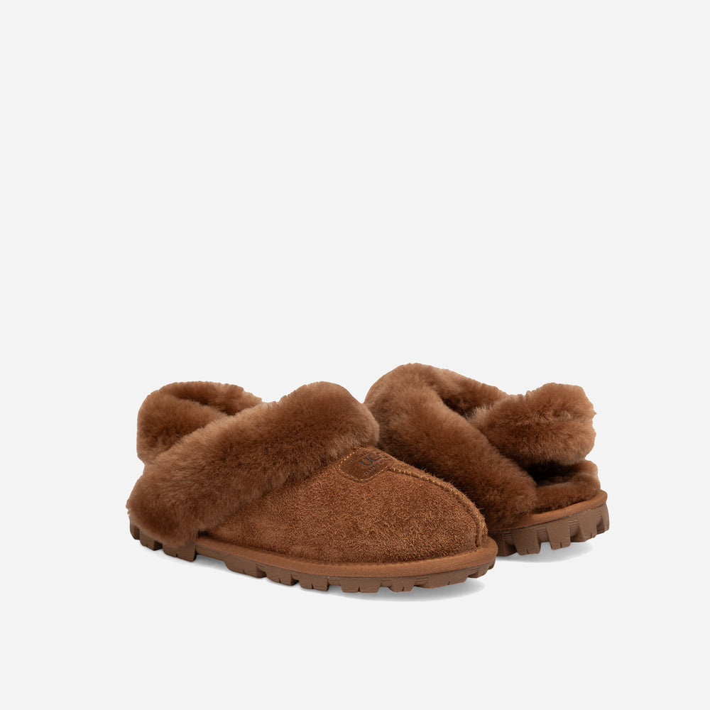 Ugg Coquette Heritage Shearling Slipper Elastic Logo Wool Strap (Detachable)