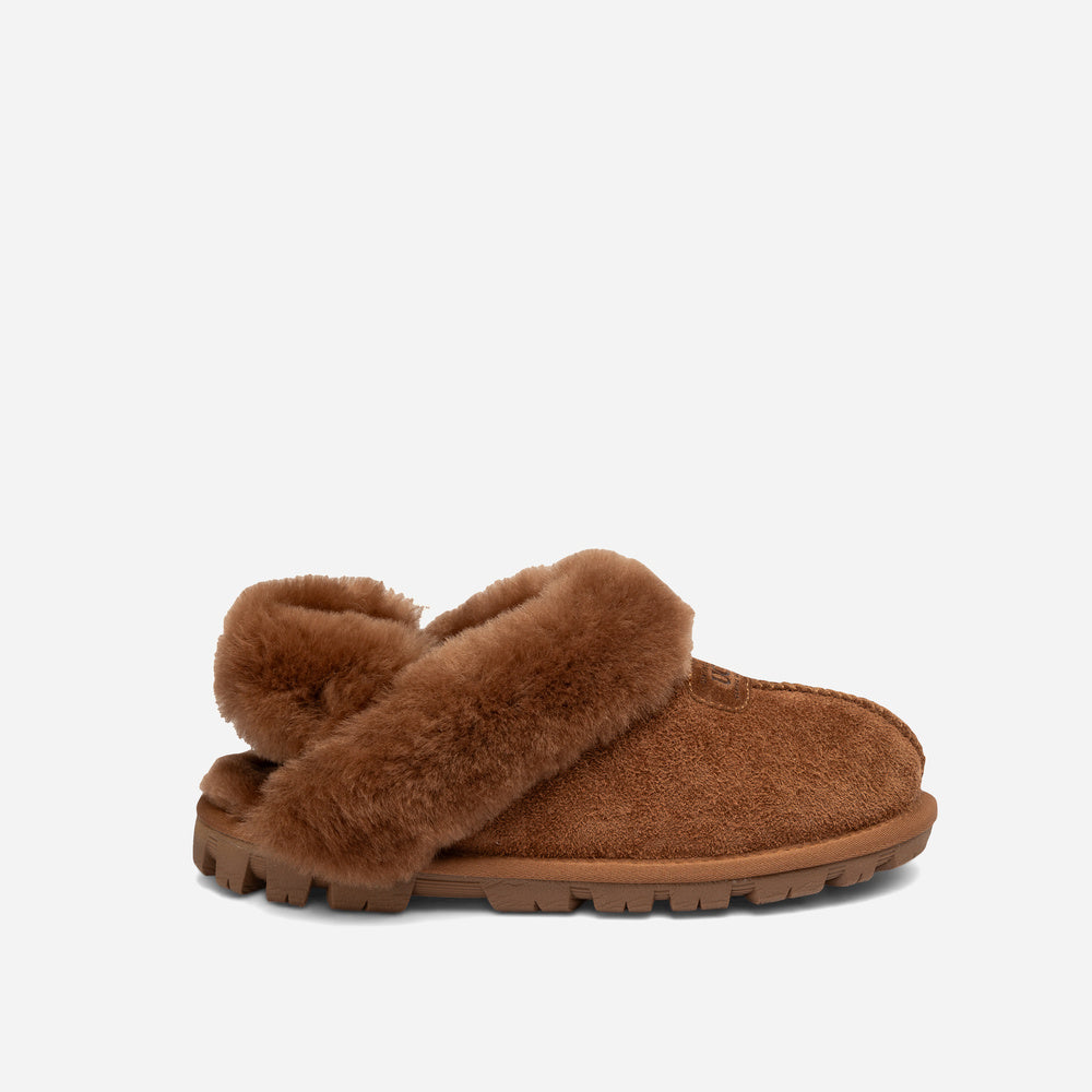 Ugg Coquette Heritage Shearling Slipper Elastic Logo Wool Strap (Detachable)
