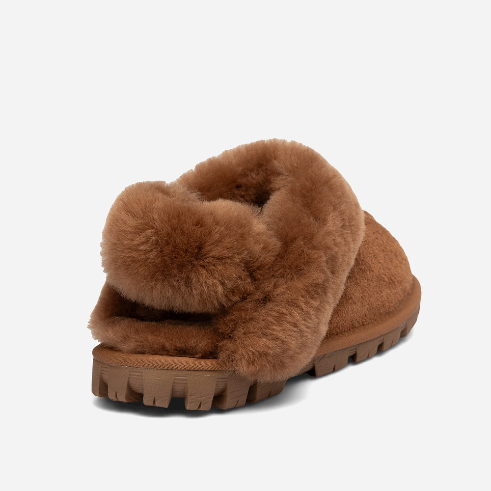 Ugg Coquette Heritage Shearling Slipper Elastic Logo Wool Strap (Detachable)