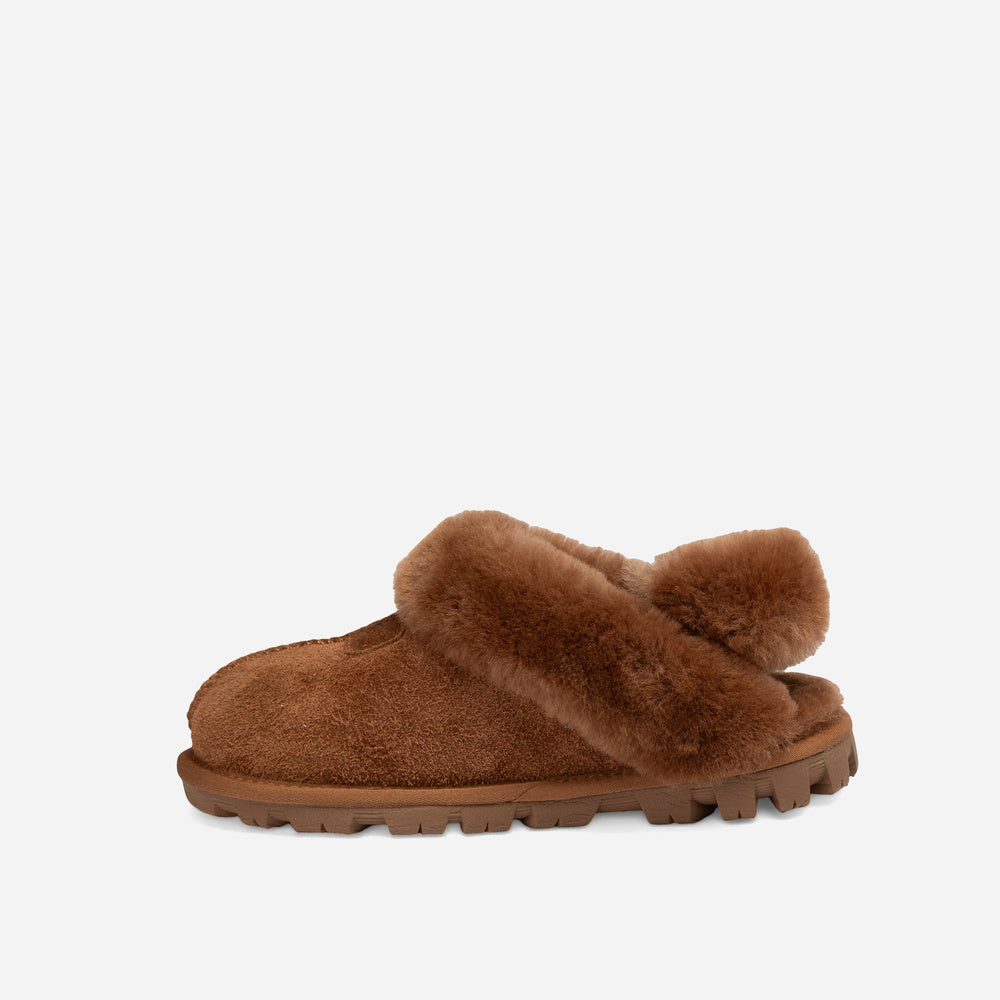 Ugg Coquette Heritage Shearling Slipper Elastic Logo Wool Strap (Detachable)