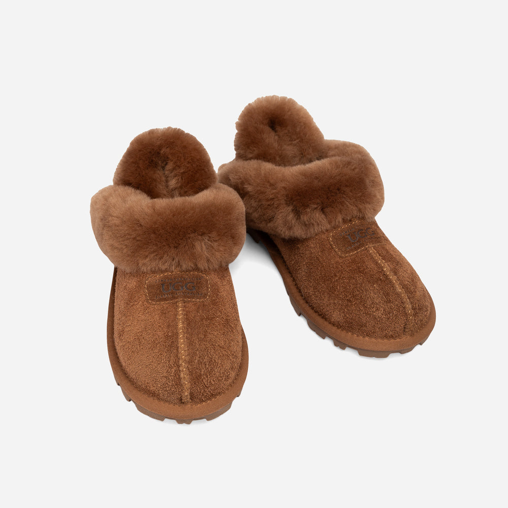 Ugg Coquette Heritage Shearling Slipper Elastic Logo Wool Strap (Detachable)