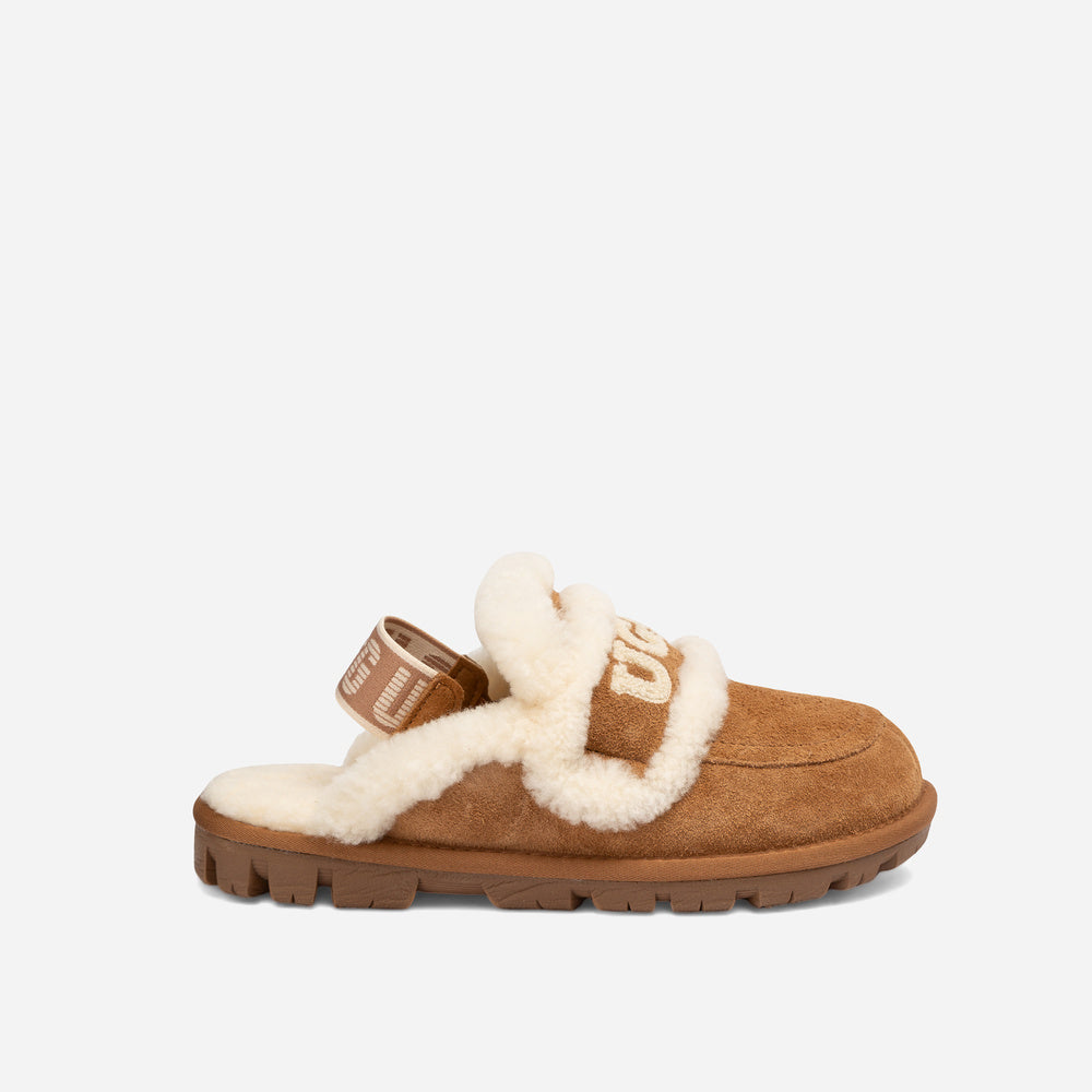 Ugg Violet Heritage Shearling Slipper Elastic Logo Strap (Detachable)