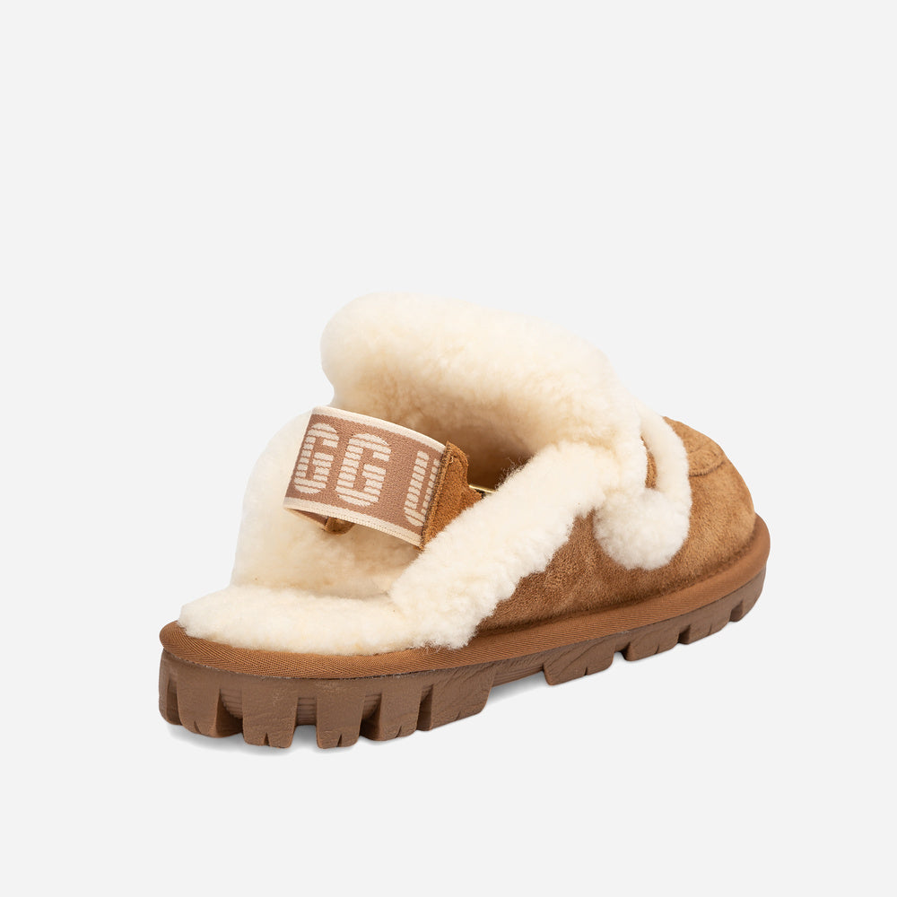 Ugg Violet Heritage Shearling Slipper Elastic Logo Strap (Detachable)