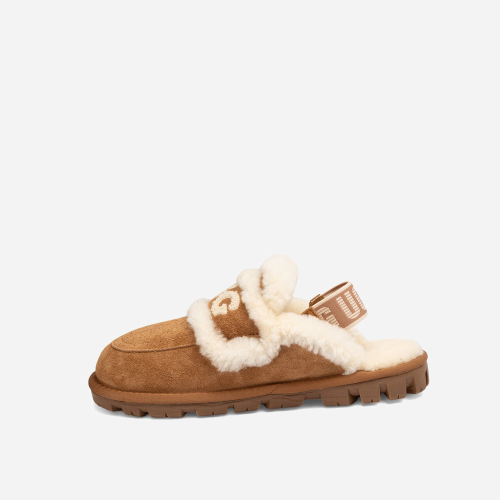 Ugg Violet Heritage Shearling Slipper Elastic Logo Strap (Detachable)