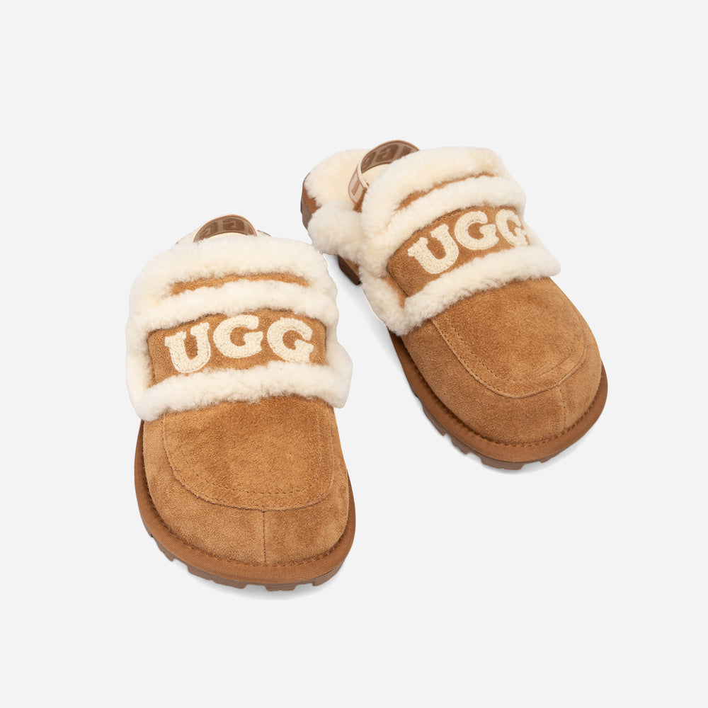 Ugg Violet Heritage Shearling Slipper Elastic Logo Strap (Detachable)