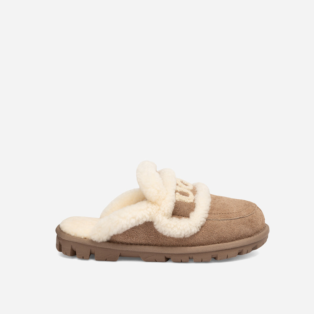 Ugg Violet Heritage Shearling Slipper Elastic Logo Strap (Detachable)