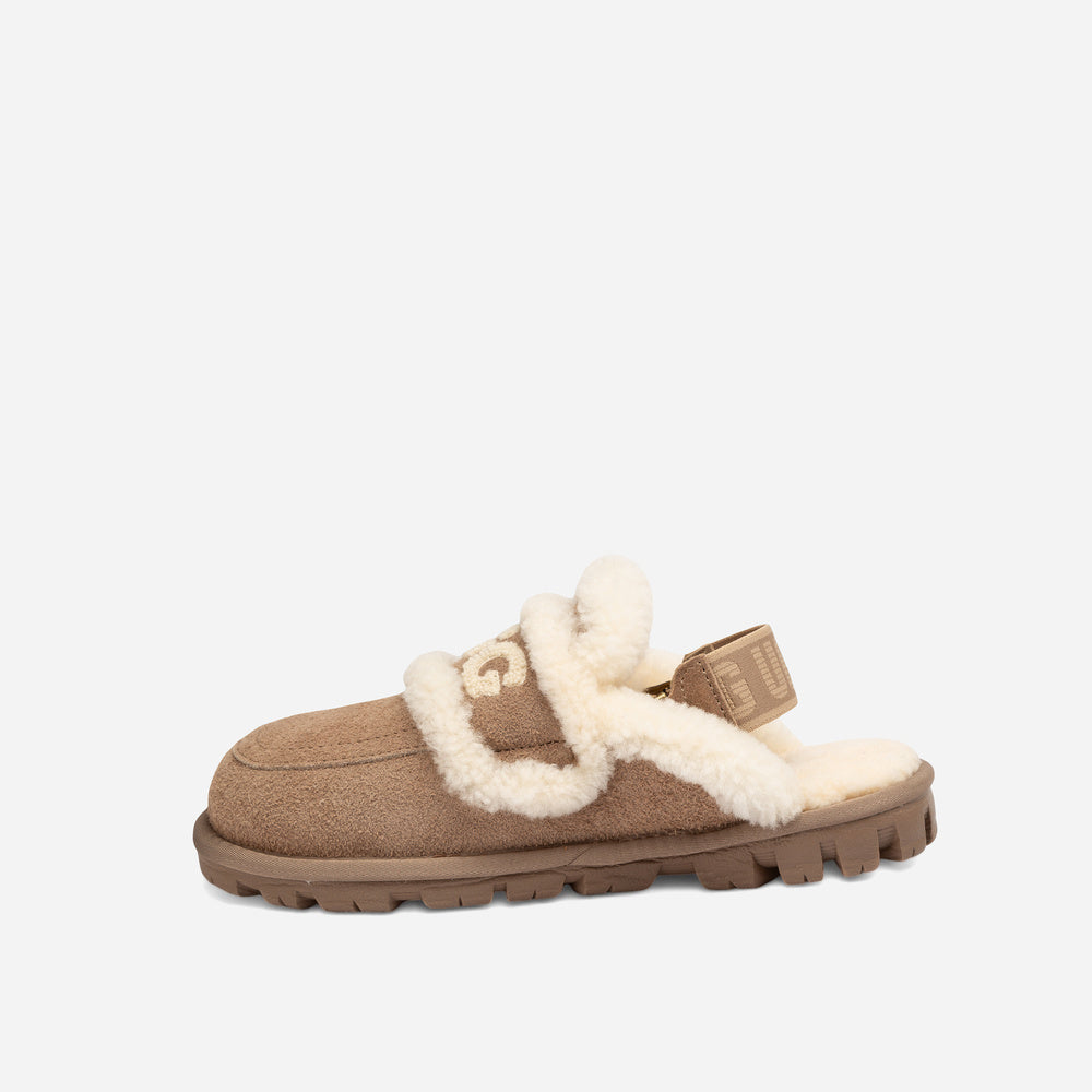 Ugg Violet Heritage Shearling Slipper Elastic Logo Strap (Detachable)