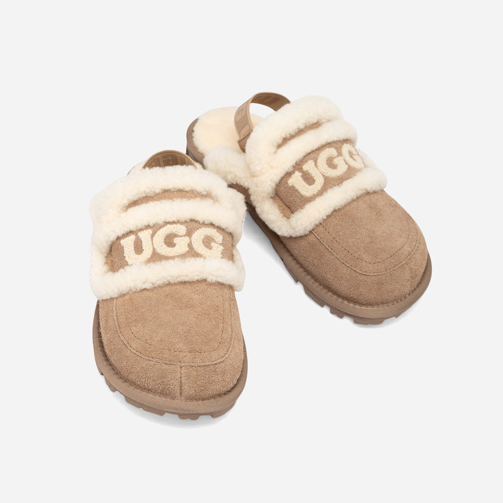 Ugg Violet Heritage Shearling Slipper Elastic Logo Strap (Detachable)