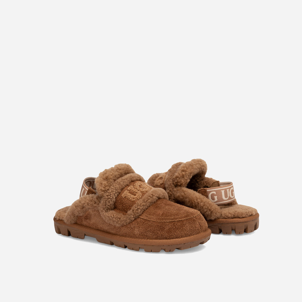 Ugg Violet Heritage Shearling Slipper Elastic Logo Strap (Detachable)